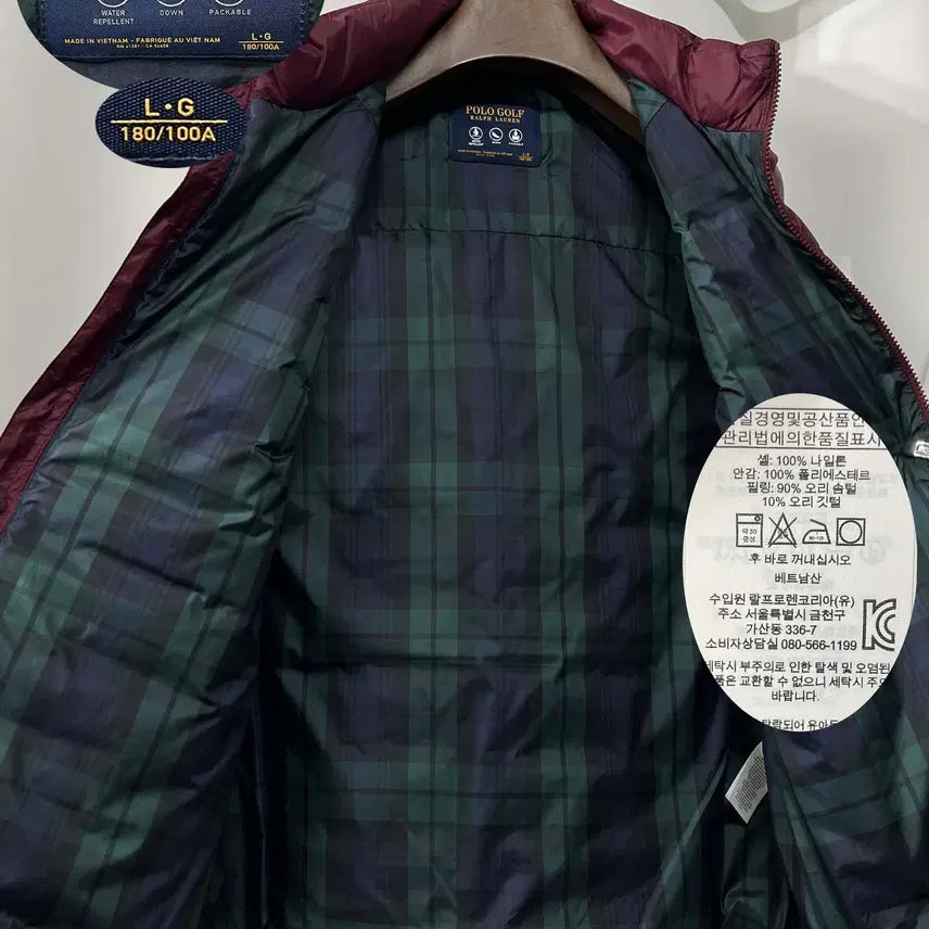 [BUNJANG] Polo Ralph Lauren Hybrid Replent Down Vest Jacket - Burgundy Black Watch / 폴로 랄프로렌 와인 버건디 하이브리드 리플렌트 블랙와치 다운 베스트 자켓