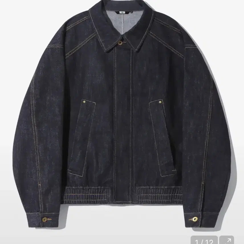 [BUNJANG] Denim Rivet Blouson Zip-Up Jacket (Indigo) L / 데님 리벳 블루종 집업 자켓 (INDIGO) L