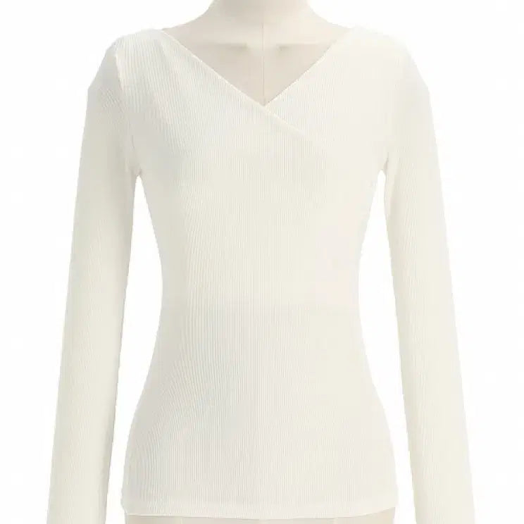 [BUNJANG] Attirance Slim Fit Ribbed Long Sleeve Wrap Design T-Shirt (Domestic Production) / 아뜨랑스 (국내제작)여리핏 랩 디자인의 골지 캠퍼스룩 슬림핏긴팔