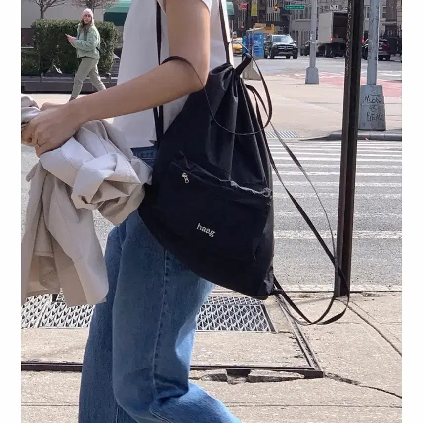 [BUNJANG] HAAG A String Backpack (Black) / [헤이그 가방] haag a string backpack (black)