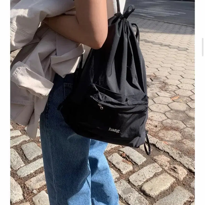 [BUNJANG] HAAG A String Backpack (Black) / [헤이그 가방] haag a string backpack (black)