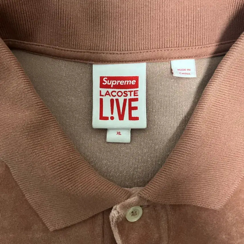 [BUNJANG] Supreme x Lacoste Velvet Collar T-shirt XL / 슈프림 x 라코스테 벨벳 카라티 XL(105)