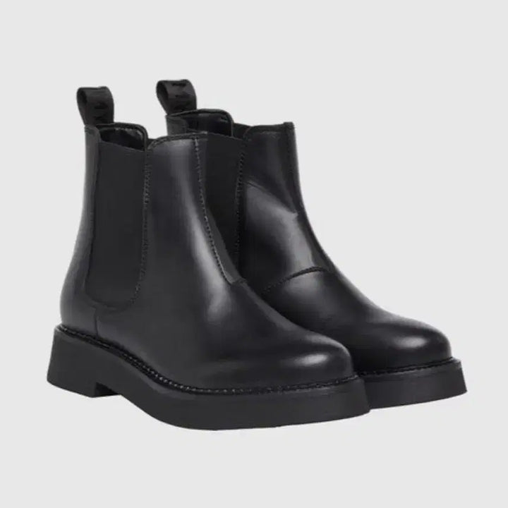 [BUNJANG] Tommy Hilfiger Tommy Jeans Black Leather Chelsea Ankle Boots / 타미힐피거 타미진스 첼시 부츠 블랙 부츠 앵클 부츠 플랫 부츠 레더 부츠