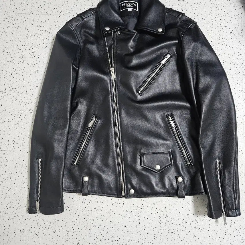 [BUNJANG] Aging CCC Leather Rider Jacket (M) / 에이징 씨씨씨 레더 라이더 자켓 M 사이즈