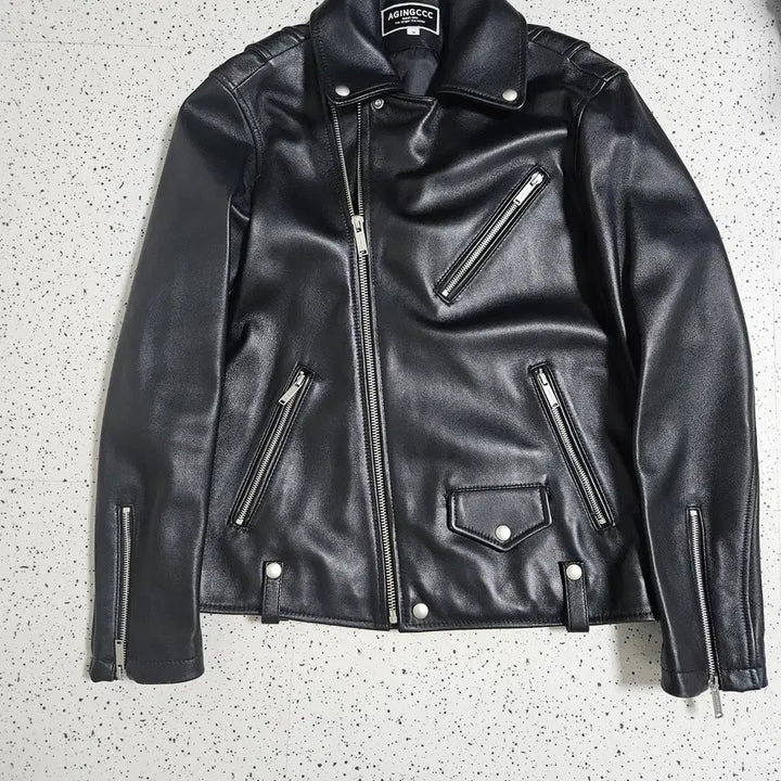 [BUNJANG] Aging CCC Leather Rider Jacket (M) / 에이징 씨씨씨 레더 라이더 자켓 M 사이즈