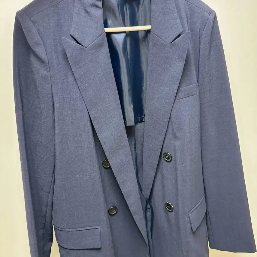 [BUNJANG] LIST Navy Linen Double-Button Jacket / 린넨 네이비 자켓