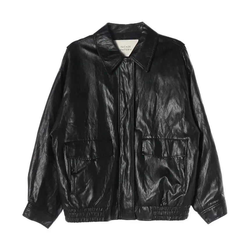 [BUNJANG] FASSADE Pattern Oversized Leather Blouson Jacket / 파사드 패턴 오버핏 레더 블루종 재킷 점퍼