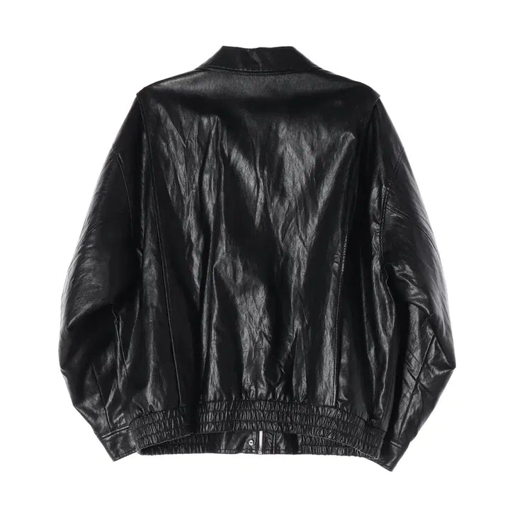 [BUNJANG] FASSADE Pattern Oversized Leather Blouson Jacket / 파사드 패턴 오버핏 레더 블루종 재킷 점퍼