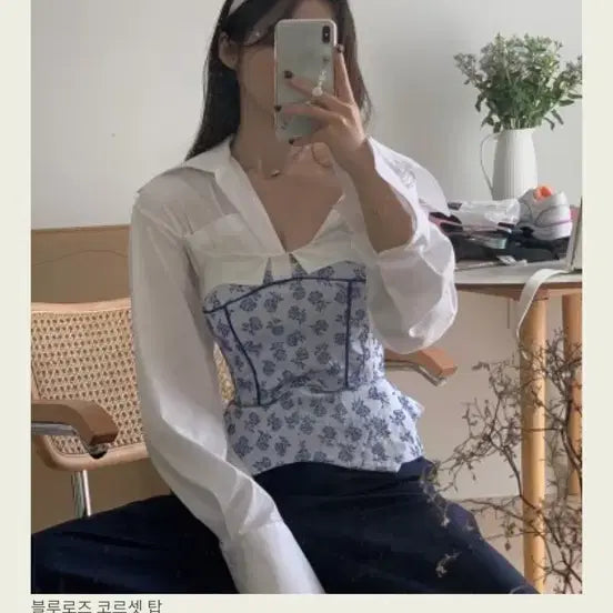 [BUNJANG] Seokookie Blue Rose Corset Top / 서쿠키 블루로즈 코르셋 탑