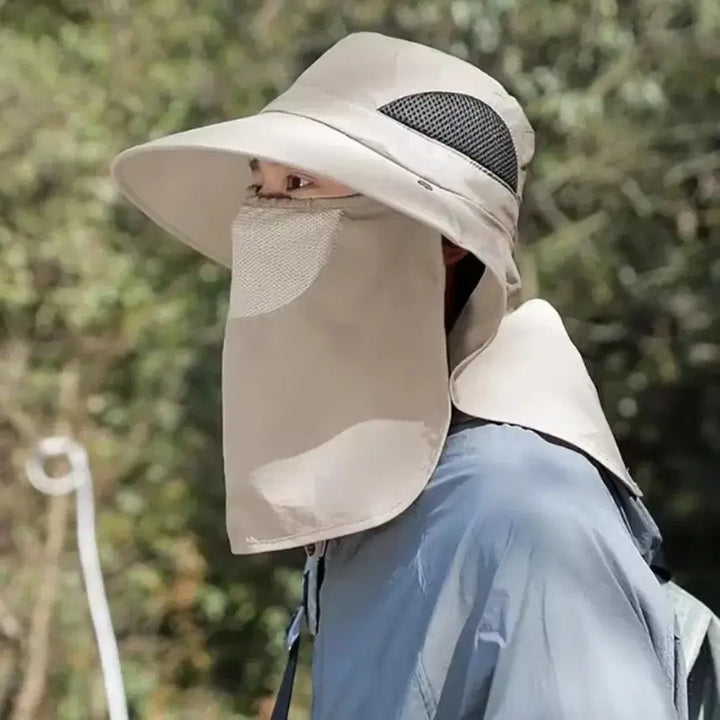 [BUNJANG] Beige Sun Visor Hat with Detachable Face Shield / 햇빛 가리개 얼굴 가림 챙모자 베이지색