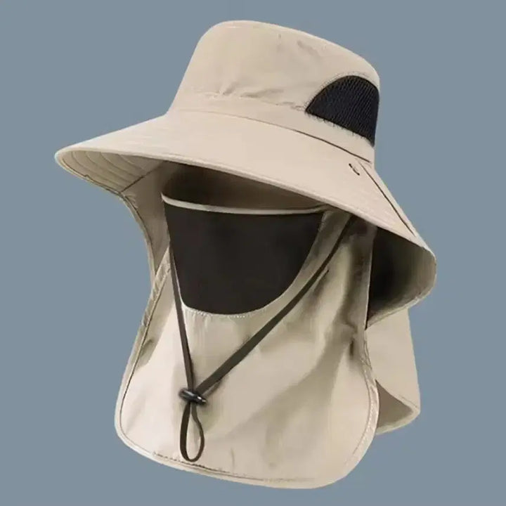 [BUNJANG] Beige Sun Visor Hat with Detachable Face Shield / 햇빛 가리개 얼굴 가림 챙모자 베이지색