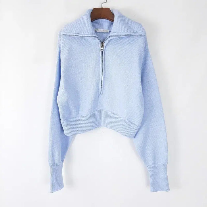 [BUNJANG] Zara Semi-Zip Loose Fit Crop Knit L / 자라 반집업 루즈핏 크롭니트 L