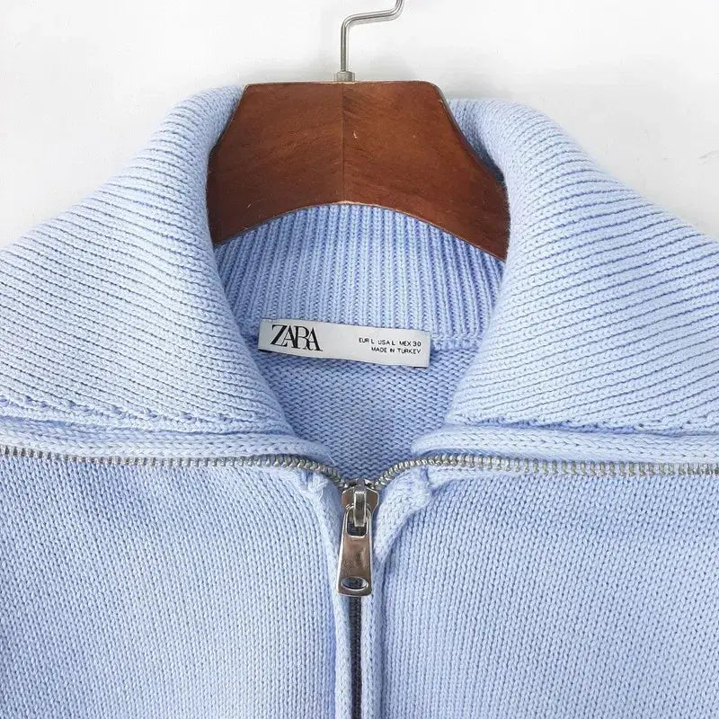 [BUNJANG] Zara Semi-Zip Loose Fit Crop Knit L / 자라 반집업 루즈핏 크롭니트 L