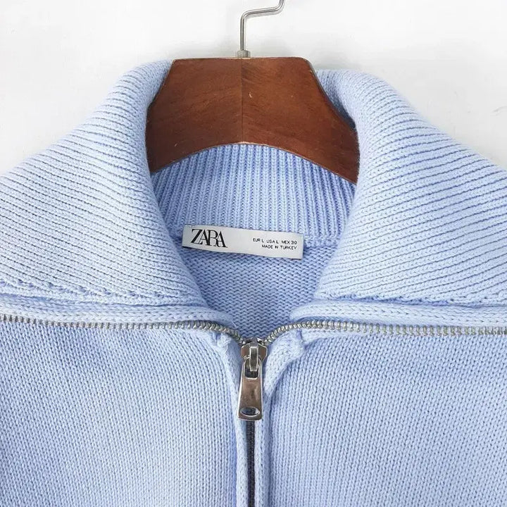 [BUNJANG] Zara Semi-Zip Loose Fit Crop Knit L / 자라 반집업 루즈핏 크롭니트 L