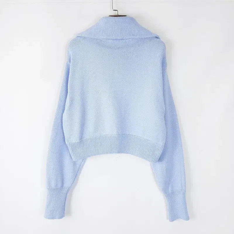 [BUNJANG] Zara Semi-Zip Loose Fit Crop Knit L / 자라 반집업 루즈핏 크롭니트 L