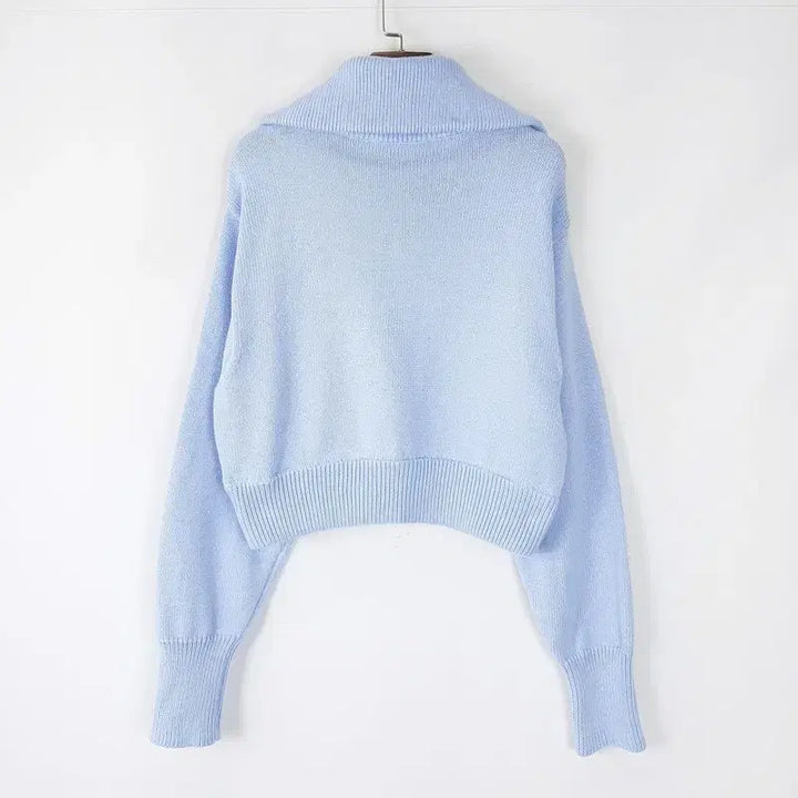 [BUNJANG] Zara Semi-Zip Loose Fit Crop Knit L / 자라 반집업 루즈핏 크롭니트 L