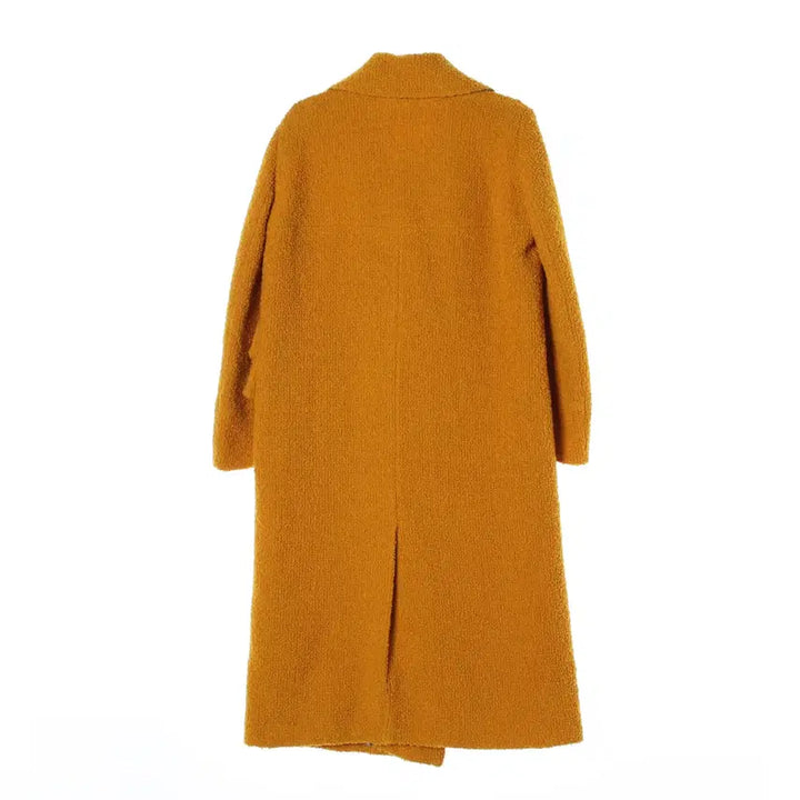 [BUNJANG] Time Mohair Blend Double-Breasted Boucle Long Coat Yellow / 타임 모헤어 블렌드 더블 브레스트 부클 롱 코트 옐로우