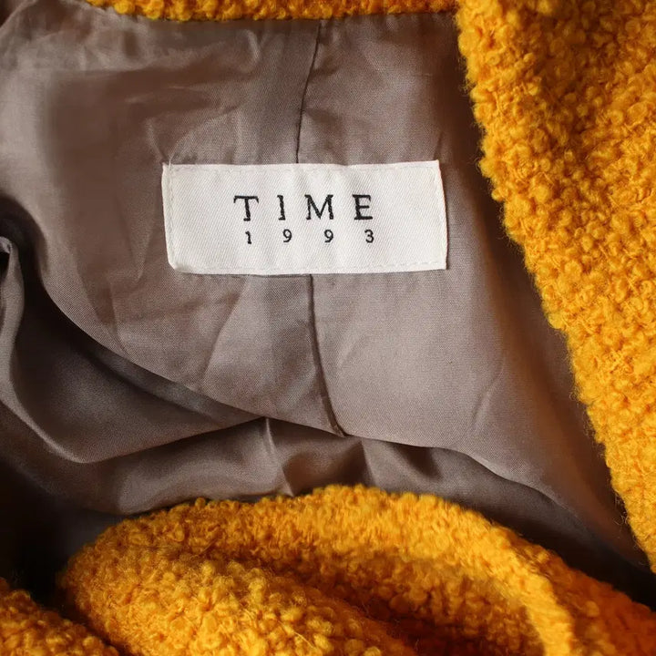[BUNJANG] Time Mohair Blend Double-Breasted Boucle Long Coat Yellow / 타임 모헤어 블렌드 더블 브레스트 부클 롱 코트 옐로우