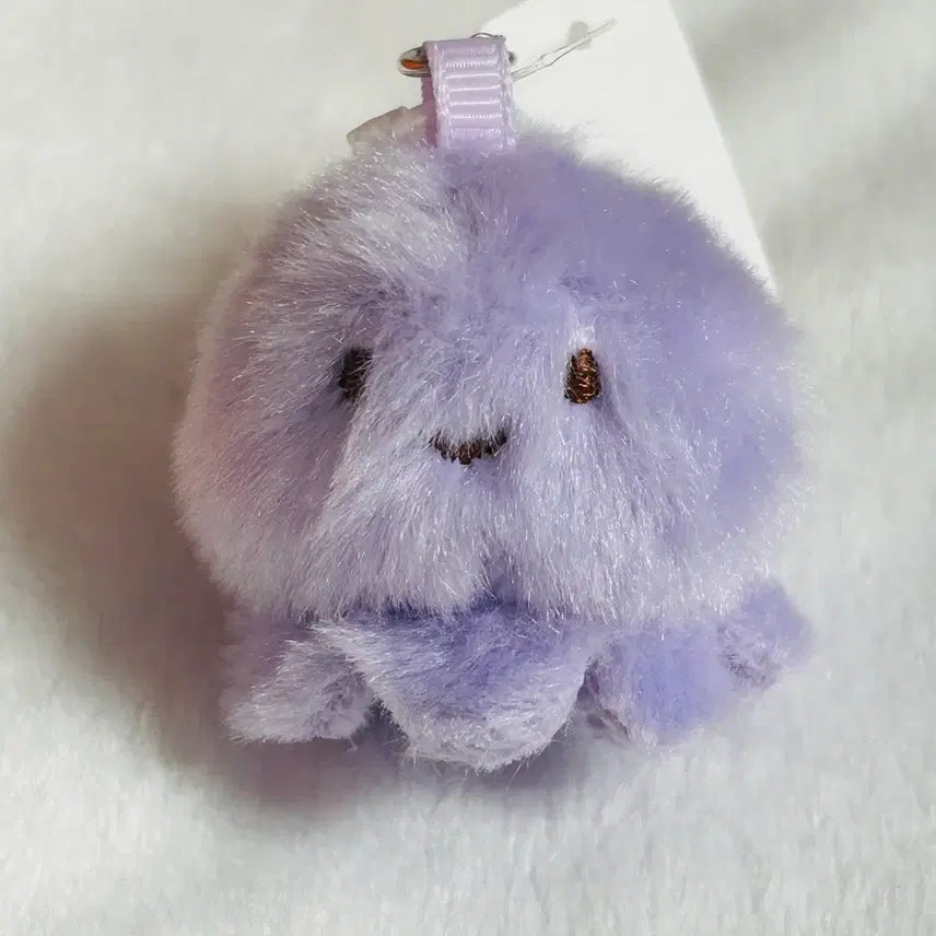 [BUNJANG] Cute Purple Jellyfish Plush Keychain with Starfish and Beads / 짱귀여운 보라색 해파리 인형 키링