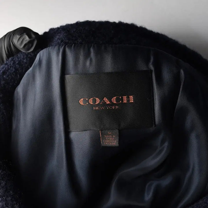 [BUNJANG] Coach Wool Blend Double Button Half Coat Navy / 코치 울 블렌드 플러피 더블 버튼 하프 코트 네이비