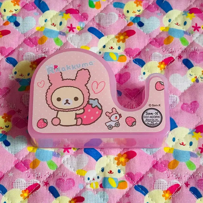 [BUNJANG] Rilakkuma Strawberry Rabbit Tape Cutter / 코리락쿠마 딸기우사기 테이프 커터기