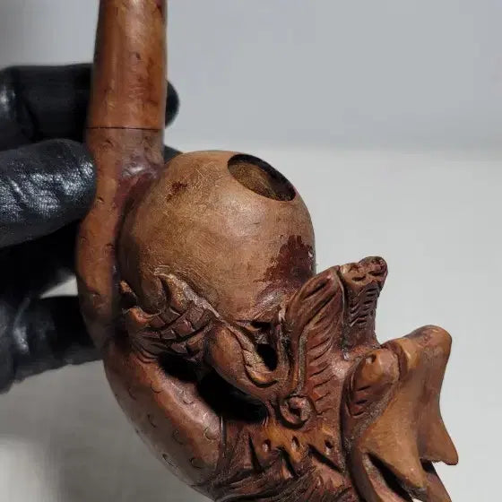 [BUNJANG] Hand-Carved Dragon Wooden Pipe (Tobacco Pipe) / 용조각나무파이프(담뱃대)