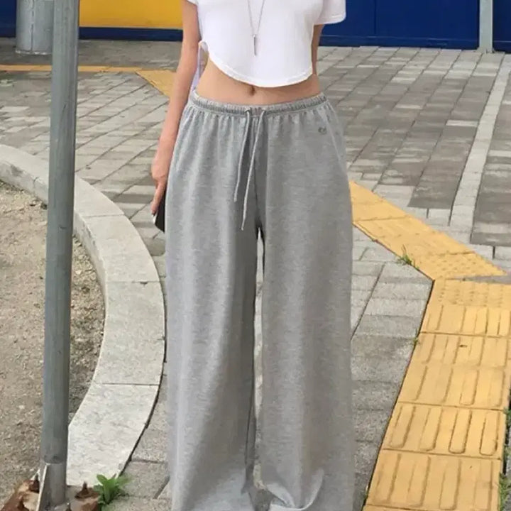 [BUNJANG] Holy Airy Up-tension Wide Pants (Gray) / 홀리 에어리 업텐션 와이드팬츠 수선완:)
