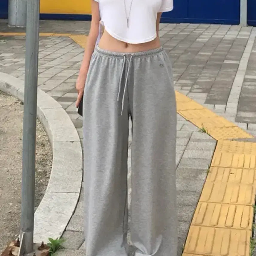 [BUNJANG] Holy Airy Up-tension Wide Pants (Gray) / 홀리 에어리 업텐션 와이드팬츠 수선완:)