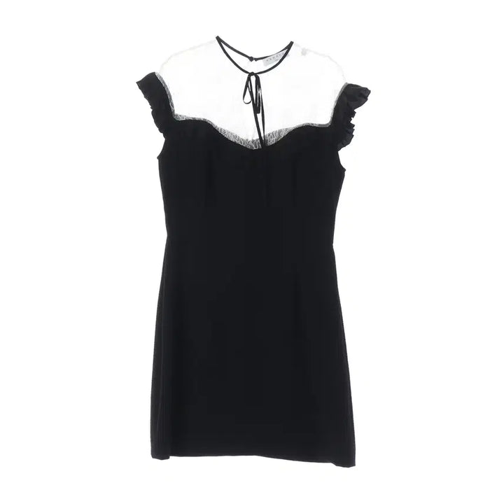 [BUNJANG] Sandro Lace Ruffle Sleeveless Short Dress / 산드로 레이스 러플 민소매 숏 원피스