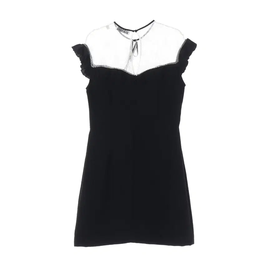 [BUNJANG] Sandro Lace Ruffle Sleeveless Short Dress / 산드로 레이스 러플 민소매 숏 원피스