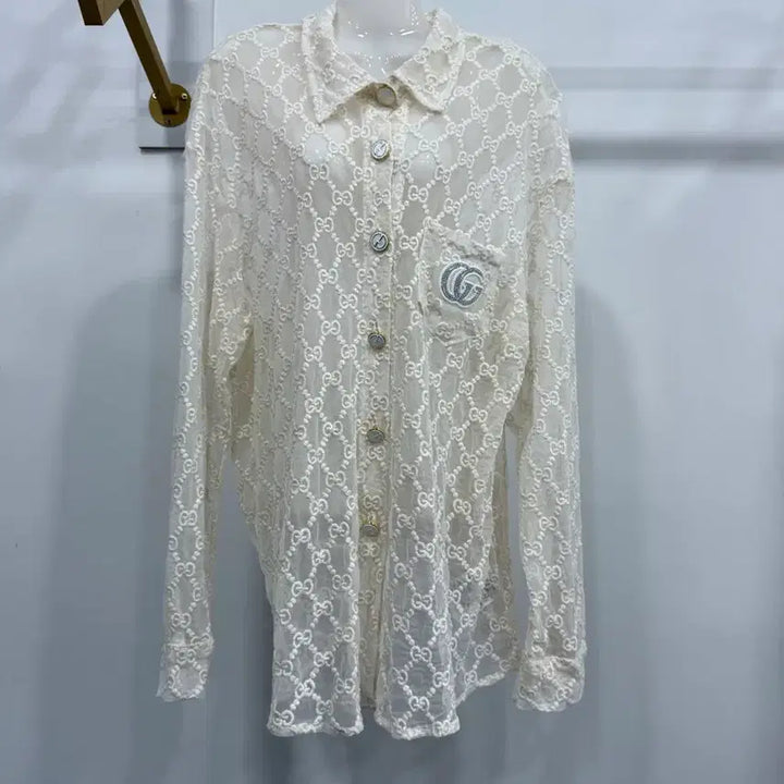 [BUNJANG] Ivory Lace Embroidered Blouse / 레이스 자수 블라우스 아이보리  벨트미포함44반~ 66반 77까지