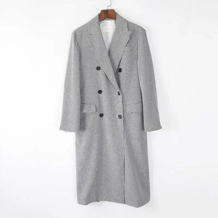 [BUNJANG] Another Lounge Double Button Check Long Jacket / 어나더라운지 더블버튼 체크 롱자켓 Free