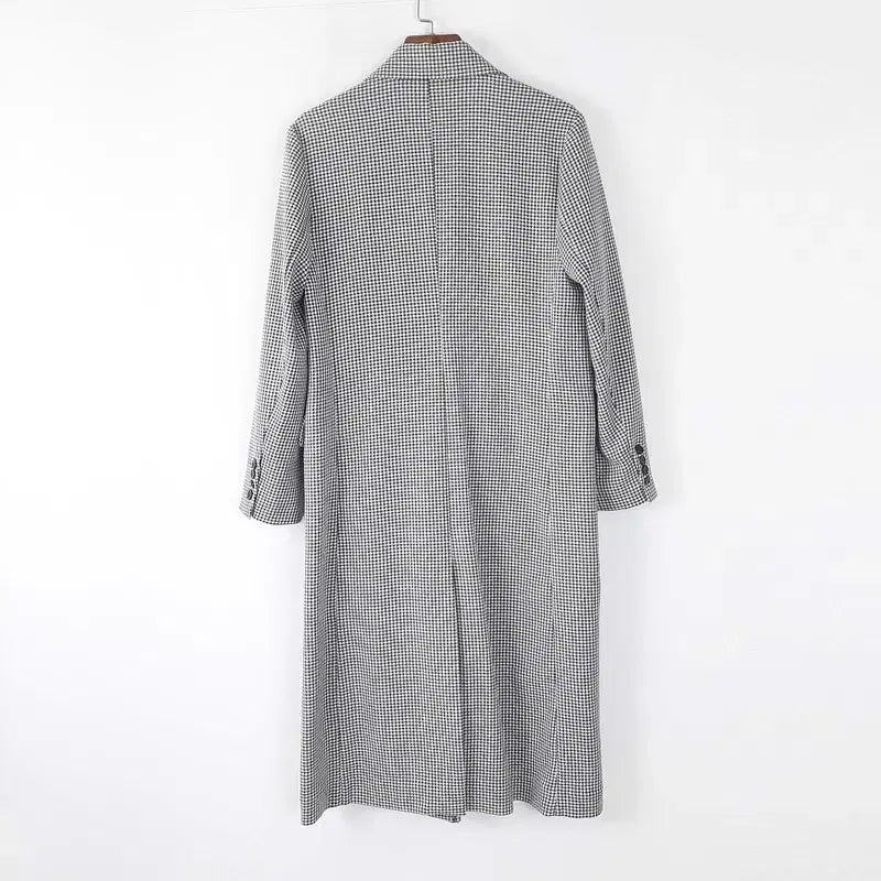 [BUNJANG] Another Lounge Double Button Check Long Jacket / 어나더라운지 더블버튼 체크 롱자켓 Free