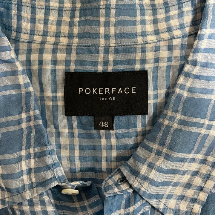 [BUNJANG] Bubble Sky Linen Check Shirt / [48] 포커페이스 린넨 체크 셔츠 버블 스카이