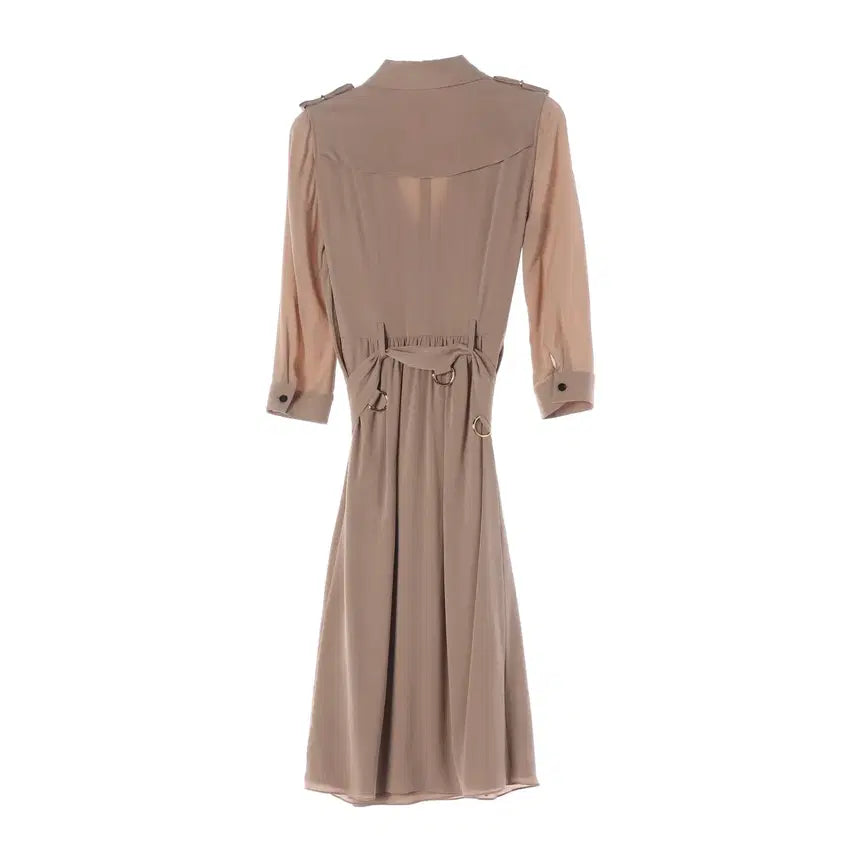 [BUNJANG] Burberry 100% Silk Belted Long Trench Dress / 버버리 실크 100% 트렌치 디자인 벨티드 롱 원피스