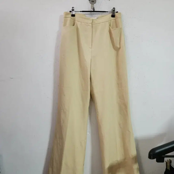[BUNJANG] Beige Wide Slacks Pants / 베이지색 와이드 슬랙스 팬츠