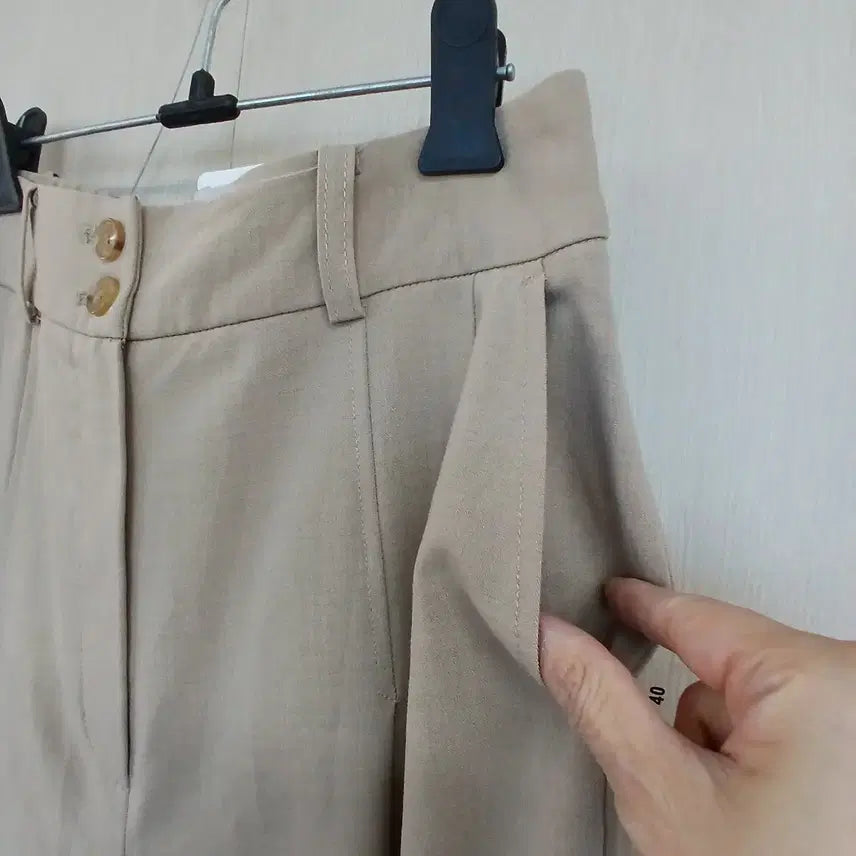 [BUNJANG] A+G Beige Pleated Wide Pants / A+G 베이지 플리츠 와이드 팬츠