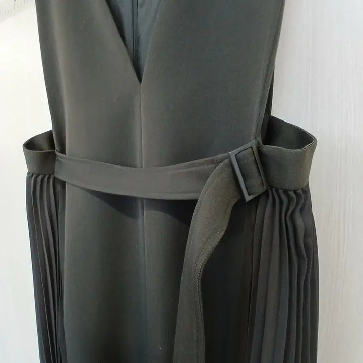 [BUNJANG] Gstudio Black Pleated Bustier Dress Belt Set / gstudio 블랙 플리츠 뷔스티에 원피스 벨트 세트