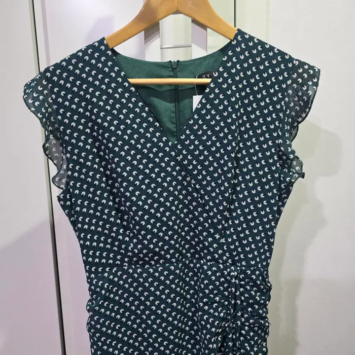 [BUNJANG] Pattern Shirring Long Dress Green / 패턴 셔링 롱 원피스 그린
