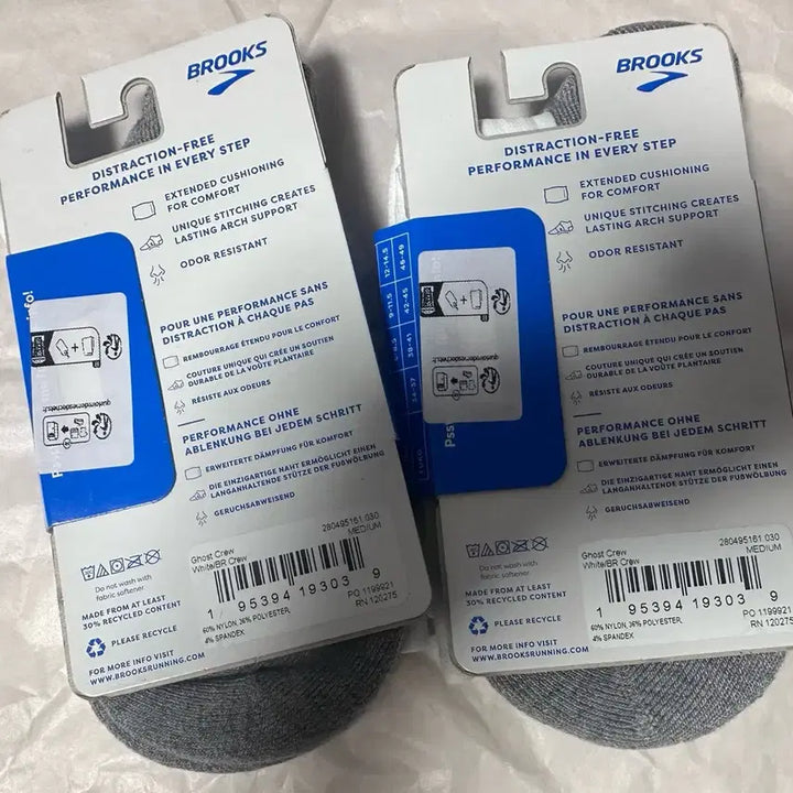 [BUNJANG] Brooks Running Ghost Crew Socks (2-Pack) / 브룩스 러닝 양말, 크루 양말