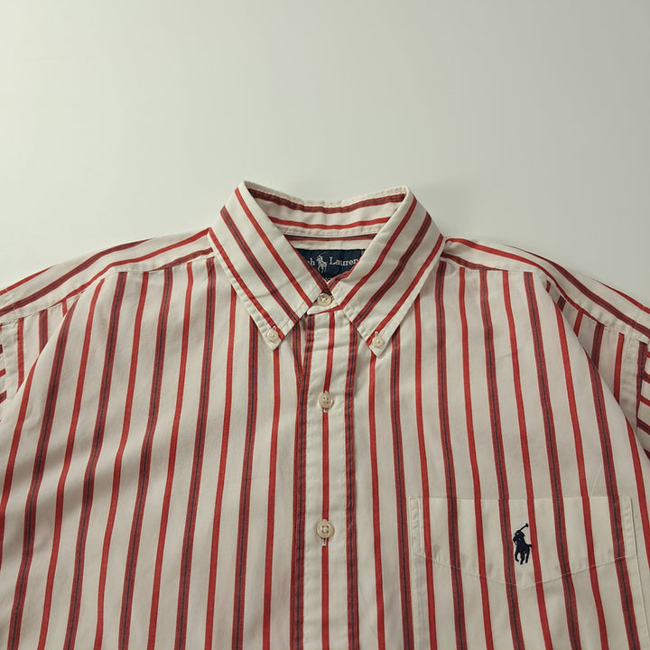[BUNJANG] Polo Ralph Lauren 90s US-Made BLAIRE Stripe Short Sleeve Shirt / CK491 M 폴로 90s 미국판 프레피 스트라이프 반팔 셔츠 남방