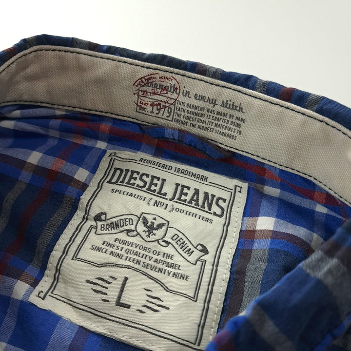 [BUNJANG] Diesel 00s L Blue Plaid Check Work Shirt / CK493 L 디젤 00s 롤업 블루 플래드 체크 워크 셔츠 남방
