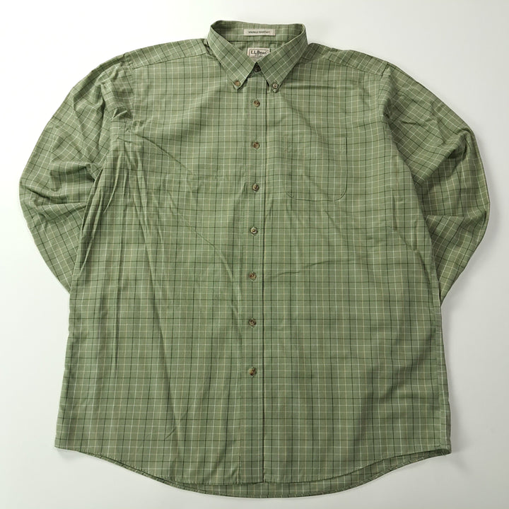 [BUNJANG] L.L.Bean 90s Wrinkle-Free Windowpane Sage Green Shirt / CK497 XL 엘엘빈 90s 링클프리 윈도우페인 세이지그린 셔츠 남방