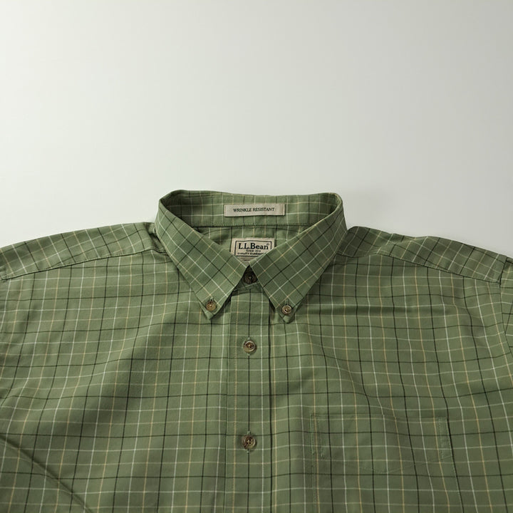 [BUNJANG] L.L.Bean 90s Wrinkle-Free Windowpane Sage Green Shirt / CK497 XL 엘엘빈 90s 링클프리 윈도우페인 세이지그린 셔츠 남방