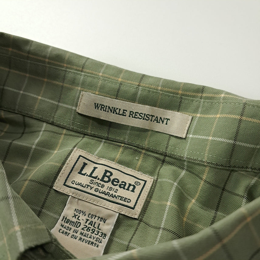 [BUNJANG] L.L.Bean 90s Wrinkle-Free Windowpane Sage Green Shirt / CK497 XL 엘엘빈 90s 링클프리 윈도우페인 세이지그린 셔츠 남방