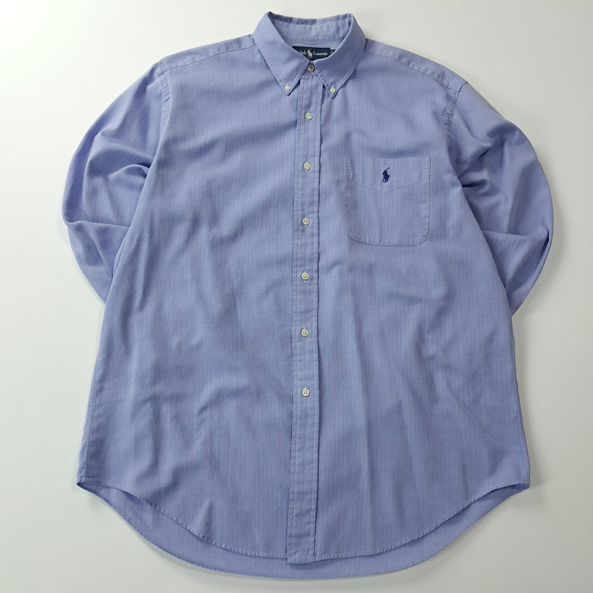 [BUNJANG] Polo Ralph Lauren 90s Yarmouth Herringbone Light Blue Shirt / CK498 L 폴로 90s 홍콩판 헤링본 라이트블루 셔츠 남방