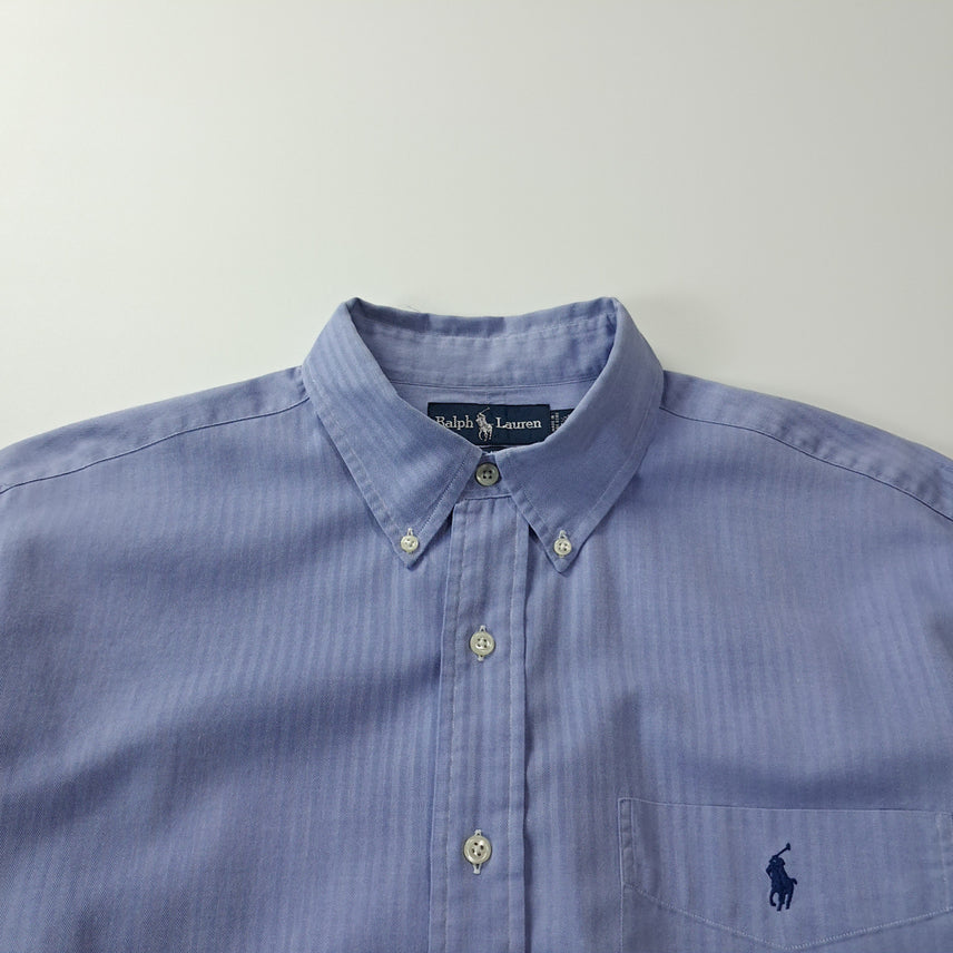 [BUNJANG] Polo Ralph Lauren 90s Yarmouth Herringbone Light Blue Shirt / CK498 L 폴로 90s 홍콩판 헤링본 라이트블루 셔츠 남방