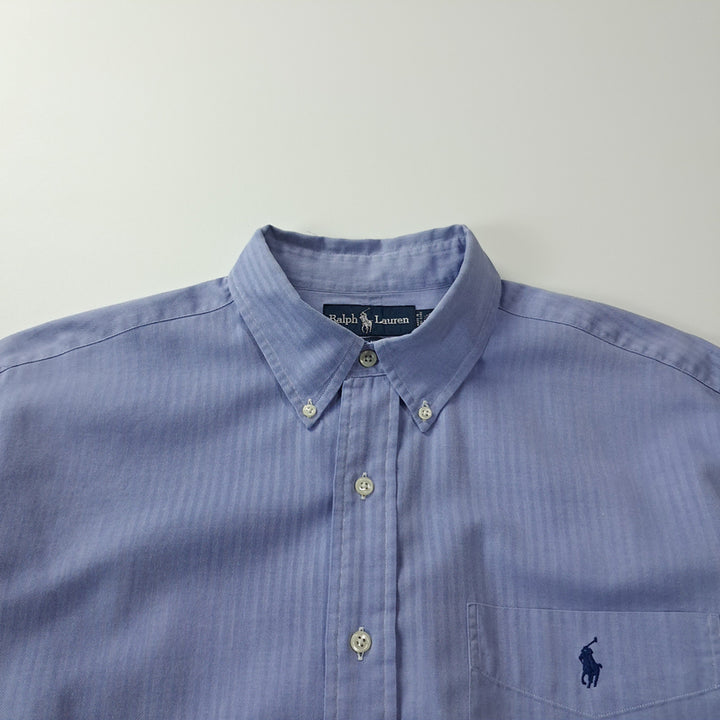 [BUNJANG] Polo Ralph Lauren 90s Yarmouth Herringbone Light Blue Shirt / CK498 L 폴로 90s 홍콩판 헤링본 라이트블루 셔츠 남방
