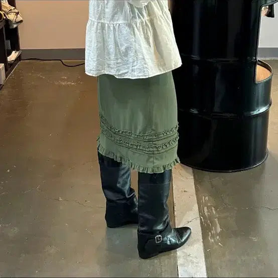 [BUNJANG] Frill Detail Midi Skirt / 프릴디테일 미디 스커트
