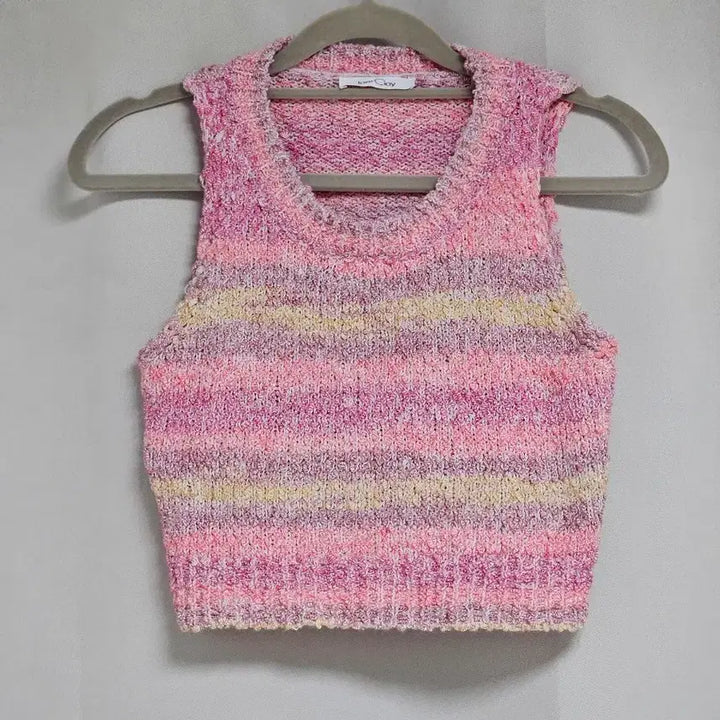 [BUNJANG] Pink Stripe Knit Vest / 핑크 스트라이프 니트 Vest